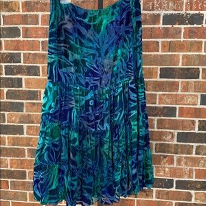 Size XL Multiples Tiered Midi Skirt Elastic Waist Velvet Burn out fabric